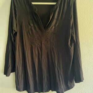 Cable and Gauge 3/4 sleeve black embroidered shirt size XL